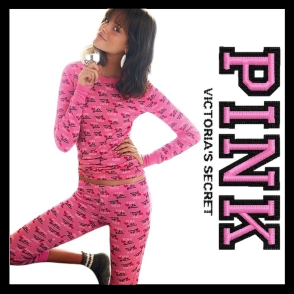 2007 RARE Victoria's Secret PINK ski bunny matching lounge/pajama set -size XS/S